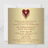 Invitation Fête de 50e anniversaire de mariage Red Heart Gold (Dos)