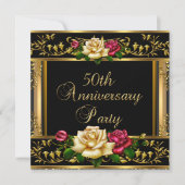 Invitation Fête de 50e anniversaire de mariage Rose Gold Vint (Devant)