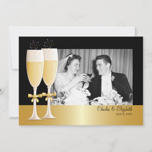 Invitation Fête de 50e anniversaire de mariage Sparkling Phot (Devant)