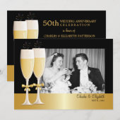 Invitation Fête de 50e anniversaire de mariage Sparkling Phot (Devant / Derrière)