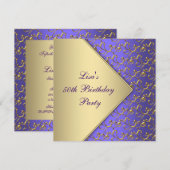 Invitation Fête de 50e anniversaire des femmes Gold Purple (Devant / Derrière)