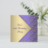 Invitation Fête de 50e anniversaire des femmes Gold Purple (Debout devant)