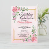 Invitation Fête de 50e anniversaire féminine Classique floral (Debout devant)