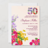 Invitation Fête de 50e anniversaire floral moderne 50 ans fêt (Devant)