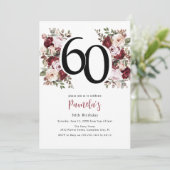 Invitation Fête de 60 ans élégante florale (Debout devant)