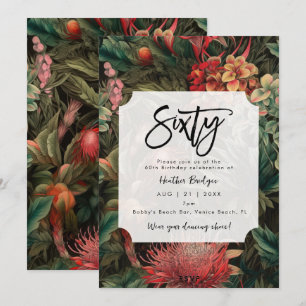 Invitation Fête de 60e anniversaire de boho tropical