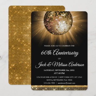 Invitation Fête de 60e Anniversaire de Mariage Boule à Facett