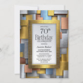 Invitation Fête de 70 ans d'anniversaire Moderne Or Argent (Devant)