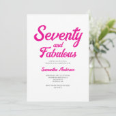 Invitation Fête de 70 ans rose moderne et fabuleuse (Debout devant)