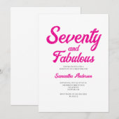 Invitation Fête de 70 ans rose moderne et fabuleuse (Devant / Derrière)