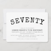Invitation Fête de 70ème anniversaire simple moderne minimali (Devant)