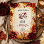 Invitation Fête de 75e anniversaire Luxe Automne