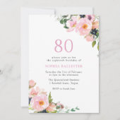 Invitation Fête de 80e anniversaire des femmes rose pâle (Devant)