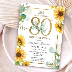 Invitation Fête de 80e anniversaire tournesols élégants flora