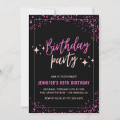 Invitation Fête de 99 ans de glitter glam rose noir (Devant)