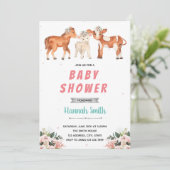 Invitation Fête de baby shower à la ferme avec vache cheval m (Debout devant)