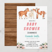 Invitation Fête de baby shower à la ferme avec vache cheval m (Devant / Derrière)