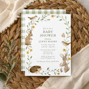Invitation Fête de Baby Shower Animaux de la Forêt à l'Aquare