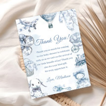 Fête de Baby Shower Bleu Toile De Jouy