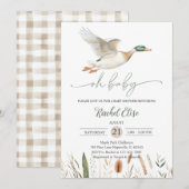 Invitation Fête de Baby Shower Canard (Devant / Derrière)