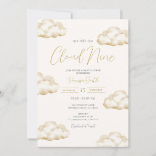 Invitation Fête de Baby Shower Cloud Nine en Ivoire Blanc