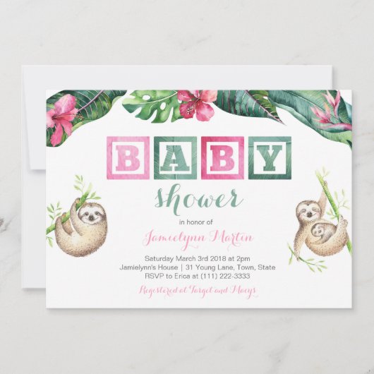 Invitation Fête de Baby shower de feuillage luxuriant à fente (Devant)