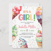 Invitation Fête de Baby shower de fille à la crème glacée (Devant)