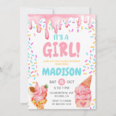 Invitation Fête de Baby shower de fille à la crème glacée (Devant)