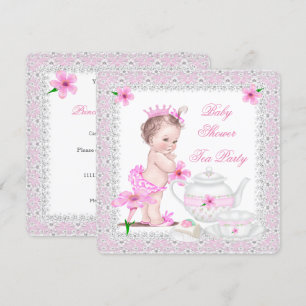 Invitation Fête de Baby Shower Fille Rose Princesse