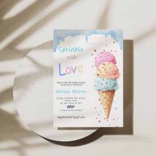 Invitation Fête de Baby Shower Glace Saupoudrée d'Amour