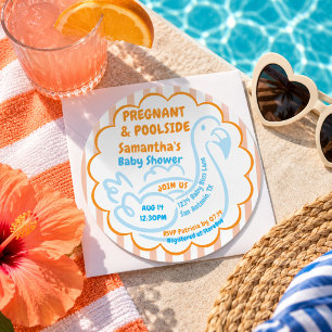Invitation Fête de Baby Shower Grossesse & Piscine en Été