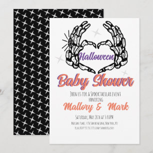Invitation Fête de Baby Shower Halloween Squelette Rétro