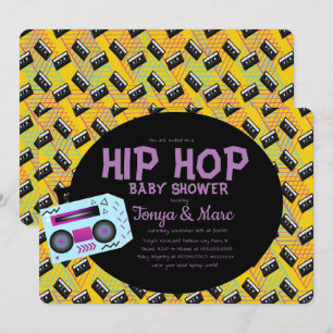 Invitation Fête de Baby Shower Hip Hop avec cassette BoomBox