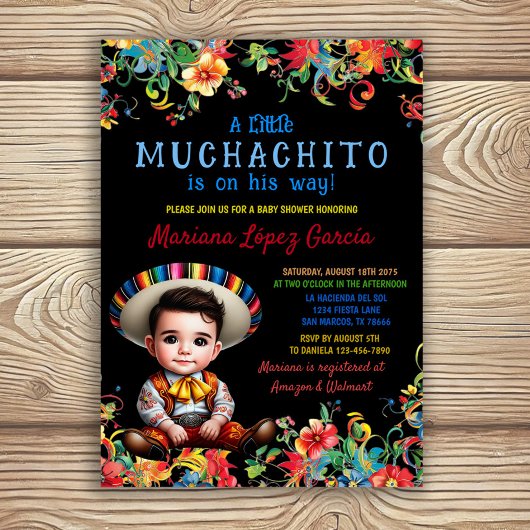 Invitation Fête de Baby Shower Muchachito Charro