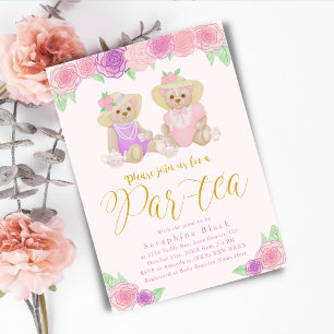 Invitation Fête de Baby Shower Ourson en Rose Féminin