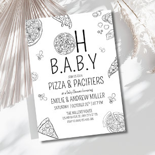 Invitation Fête de Baby Shower Pizza & Pacifiers Fête de Pizz
