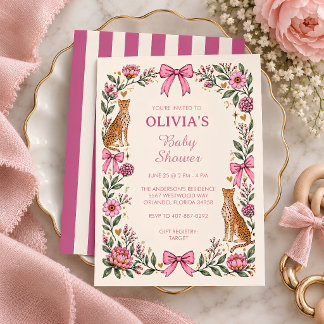 Invitation Fête de Baby Shower pour bébé Guépard Léopard