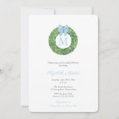 Invitation Fête de Baby shower pour garçon monogramme (Devant)