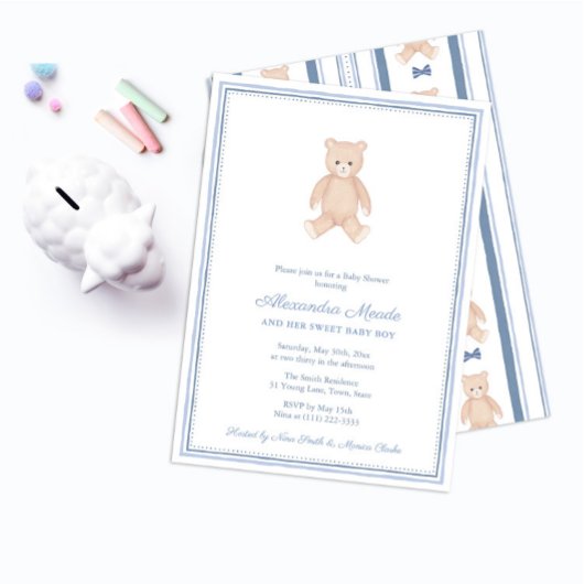 Invitation Fête de Baby Shower pour un Douce Enfant Garçon Ou