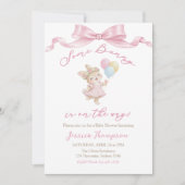 Invitation Fête de Baby Shower Rose Fille de Some Bunny (Devant)