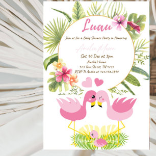 Invitation Fête de Baby Shower Thème Luau Tropical