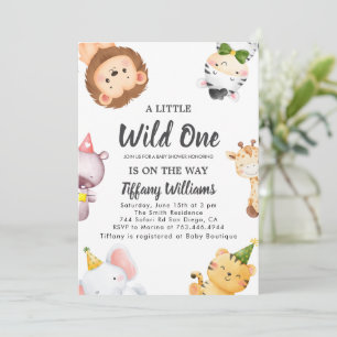 Invitation Fête de Baby Shower "Wild One Jungle Safari"