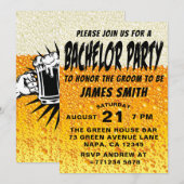 Invitation Fête de Bachelor avec Fond de Bière Moderne (Devant / Derrière)