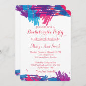 Invitation Fête de Bachelor avec peinture abstraite à l'aquar (Devant / Derrière)