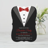 Invitation Fête de Bachelor avec Tuxedo Rouge Pailleté (Debout devant)