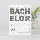 Invitation Fête de Bachelor Fun Gold et Black Sparkle (Debout devant)