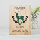 Invitation Fête de Bachelor Plaid Buffalo Cerf Monogramme (Debout devant)