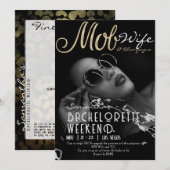 Invitation Fête de bachelorèse de Mob Wife & Champagne Black  (Devant / Derrière)