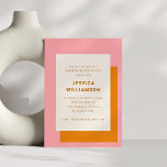 Invitation Fête de Bachelorèse géométrique moderne rose orang<br><div class="desc">Invitation de la partie de bachelorette moderne et géométrique Bold rose et orange</div>