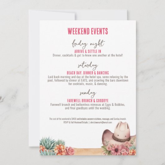 Invitation Fête de bachelorette (Dos)